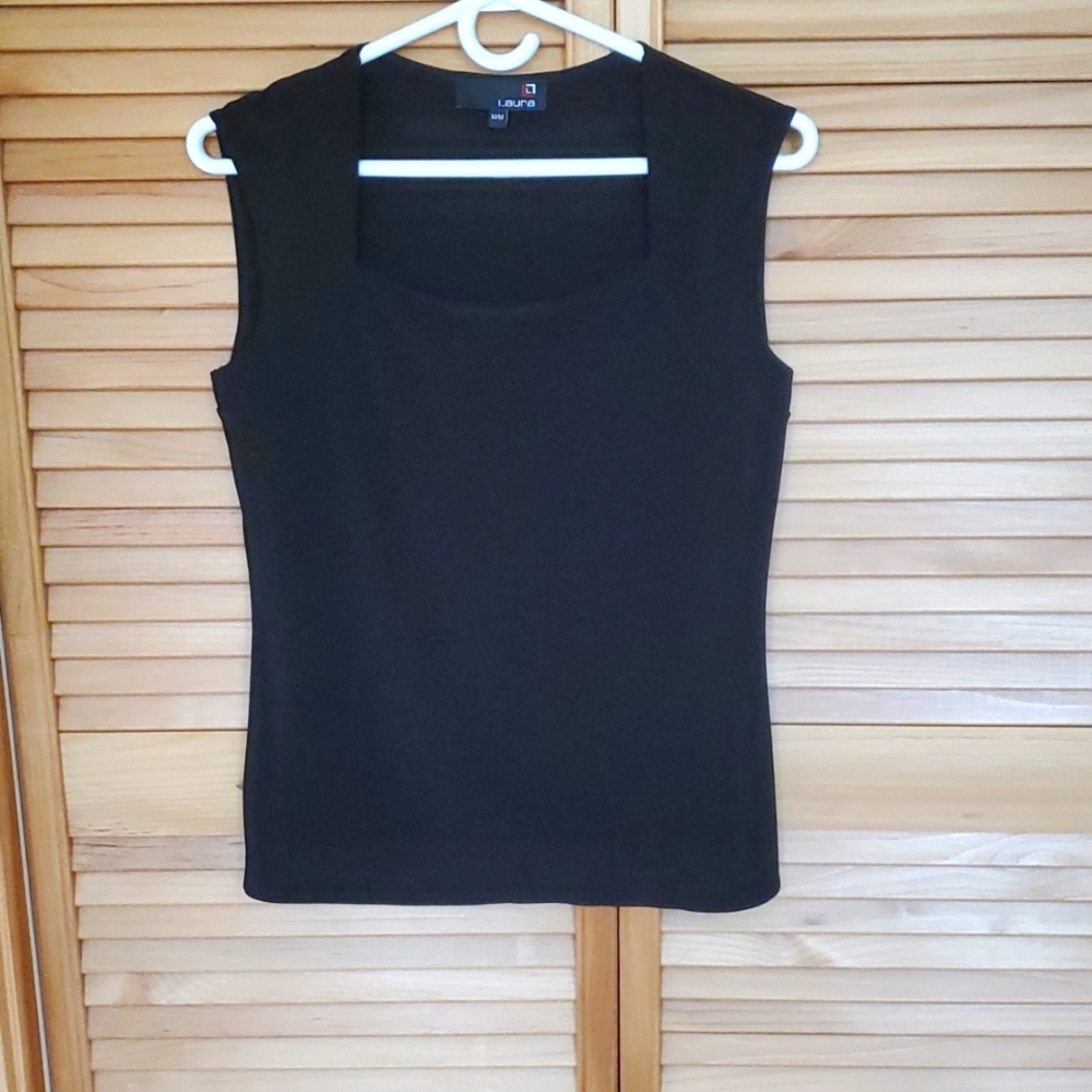 Black sleeveless silky top